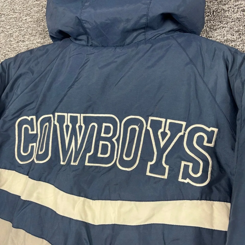 Vintage 90s Official Fan Dallas Cowboys Puffer Jacket Navy Blue Grey Mens XL